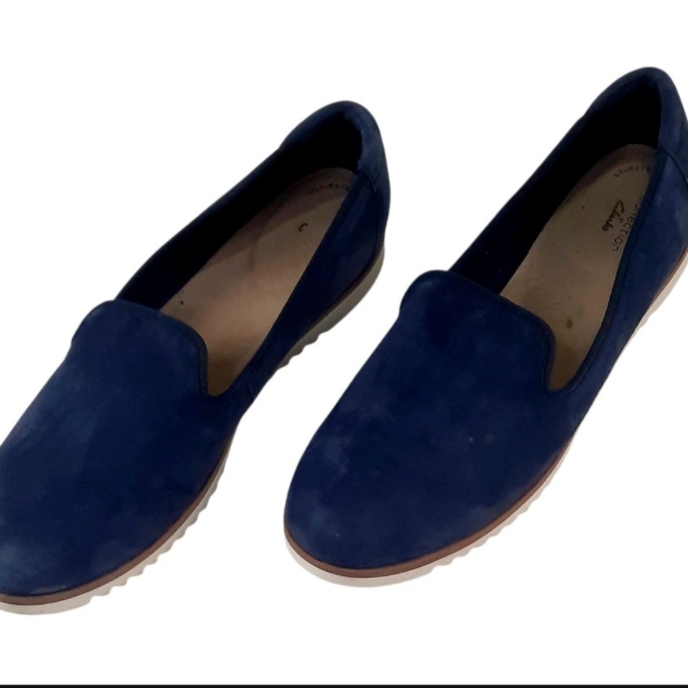 Clarks Serena Brynn Suede Slip Ons - Navy Blue. Womens Sz 12 - Picture 4 of 5